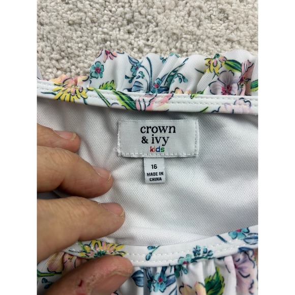 Crown & Ivy Kids Girls Floral Swim Bottom Size 16 Ruffle Trim - Picture 2 of 5